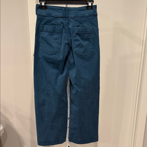 Anthropologie Pilcro The Skipper High Rise Cropped Wide Leg Pants Teal Blue 26P - Picture 5 of 13